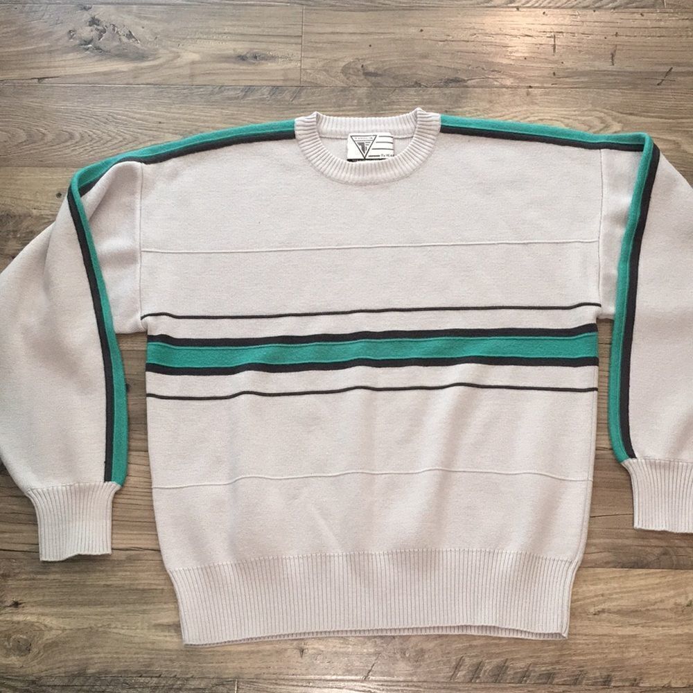 Old Gray Green Vintage Tyrolia Head Retro ski snowboard winter style sweater L